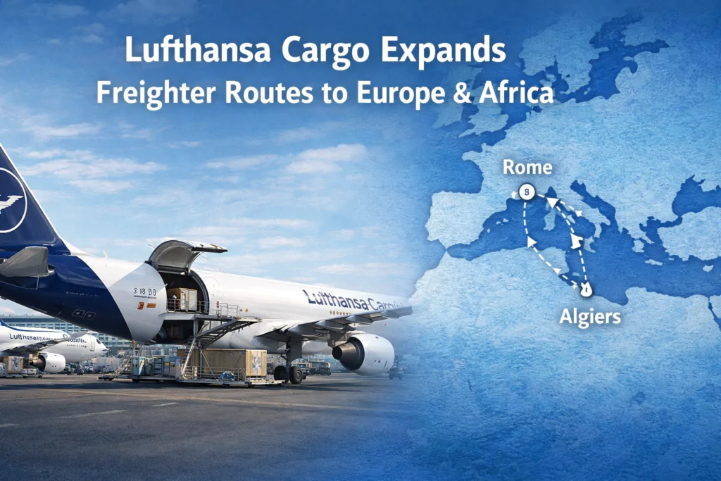 Lufthansa Cargo A321 freighter aircraft serving Rome and Algiers